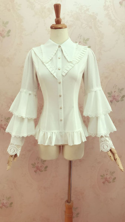 Yilia - Elegant Lolita Long Sleeve Slim Fit Blouse
