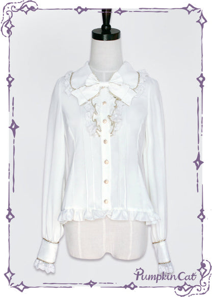 Pumpkin Cat - Gold Trim Long Sleeve Lolita Blouse