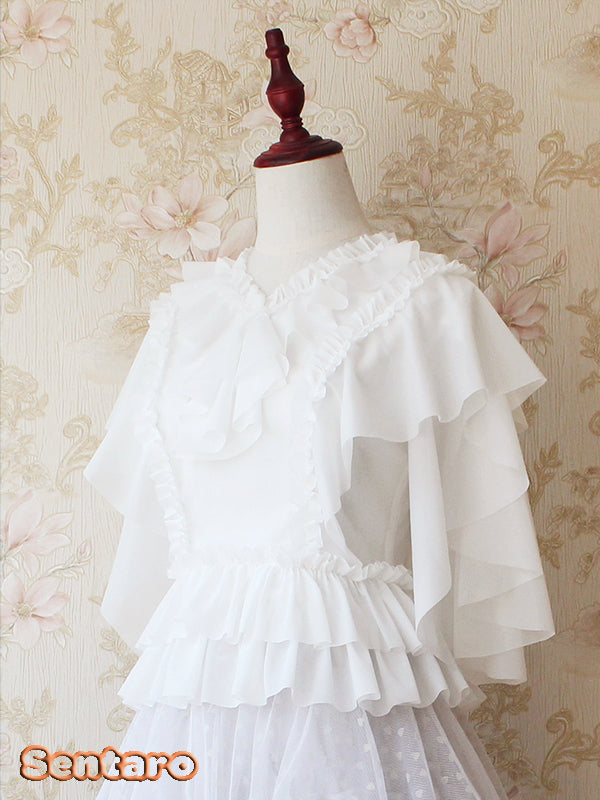 Sentaro - Butter - V Neckline Middle Sleeve Lolita Blouse