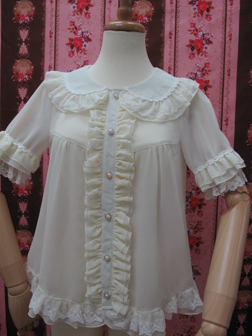 Yilia - Loose Chiffon Lace Lolita Blouse