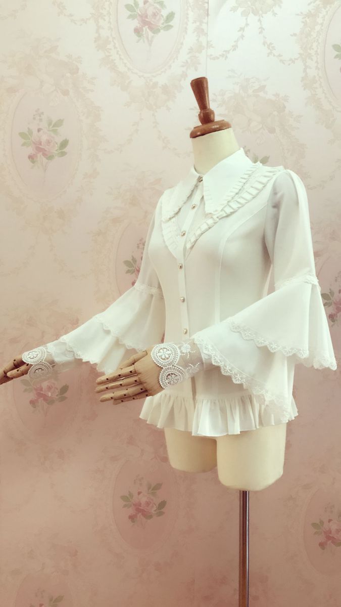 Yilia - Elegant Lolita Long Sleeve Slim Fit Blouse