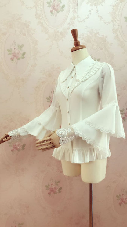 Yilia - Elegant Lolita Long Sleeve Slim Fit Blouse