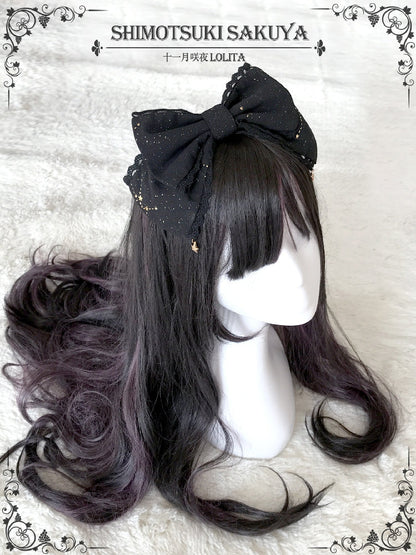 Sakuya Lolita - Whisper of Stars - Vintage Lolita Headdress Large Bow KC