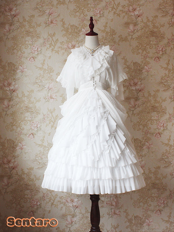 Sentaro - Butter - V Neckline Middle Sleeve Lolita Blouse