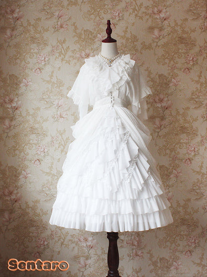 Sentaro - Butter - V Neckline Middle Sleeve Lolita Blouse