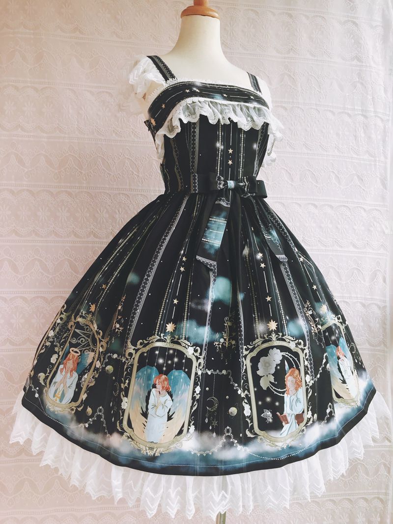 Yilia - Oriel's Blessing - Angel-themed Printed Lolita Jumper Dress