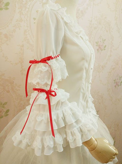 Yilia - Retro Red Bow Princess Long Sleeve Lolita Blouse