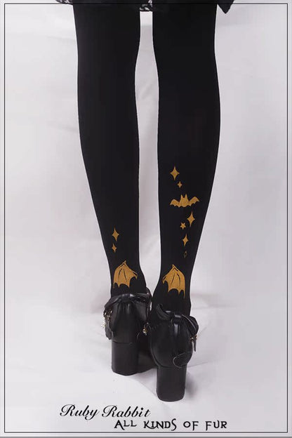 Ruby Rabbit - Halloween Gothic Lolita Rabbit and Pumpkin Print Pantyhose