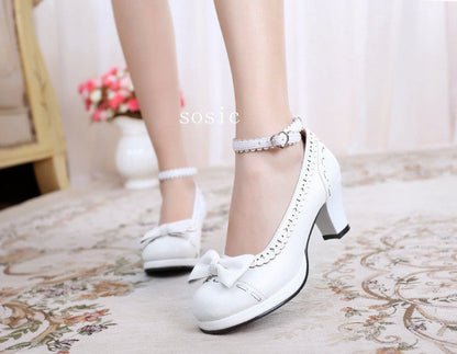 Sosic - Shattered Star Steps - Sweet Lolita Cute Students Round Toe High Thick Heel