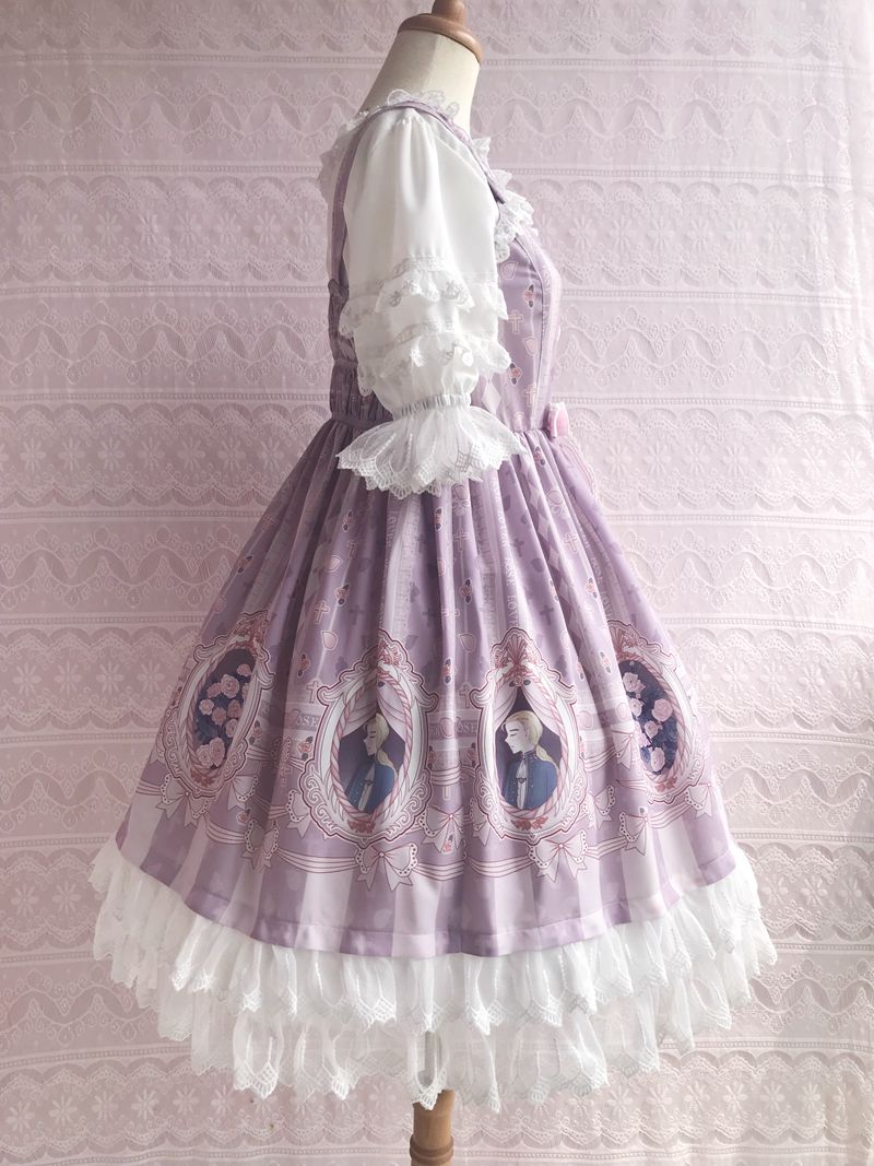 Yilia - Rose Lover Dream - Printed Bow Casual Lolita JSK