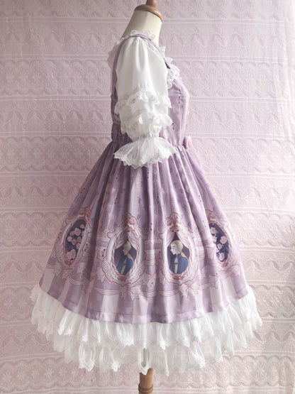 Yilia - Rose Lover Dream - Printed Bow Casual Lolita JSK