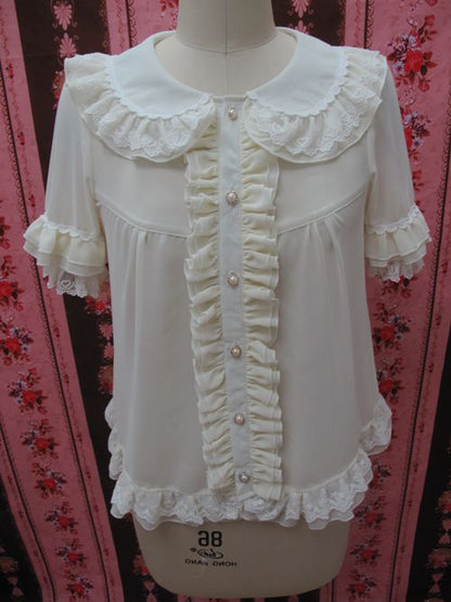 Yilia - Loose Chiffon Lace Lolita Blouse