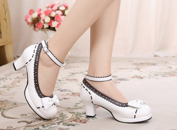 Sosic - Shattered Star Steps - Sweet Lolita Cute Students Round Toe High Thick Heel