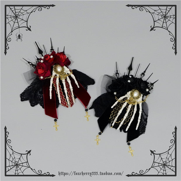 Fox Cherry-Gothic Lolita Rose Hand Bone Hairpins