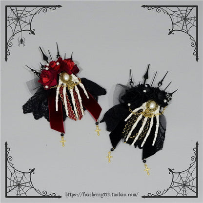 Fox Cherry-Gothic Lolita Rose Hand Bone Hairpins