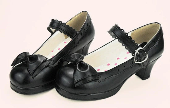 Sosic - Sweet Lolita Heel Shoes Butterfly Bow Shoes