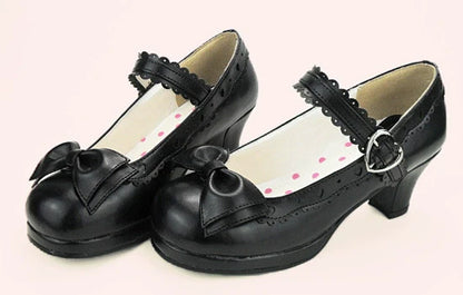 Sosic - Sweet Lolita Heel Shoes Butterfly Bow Shoes