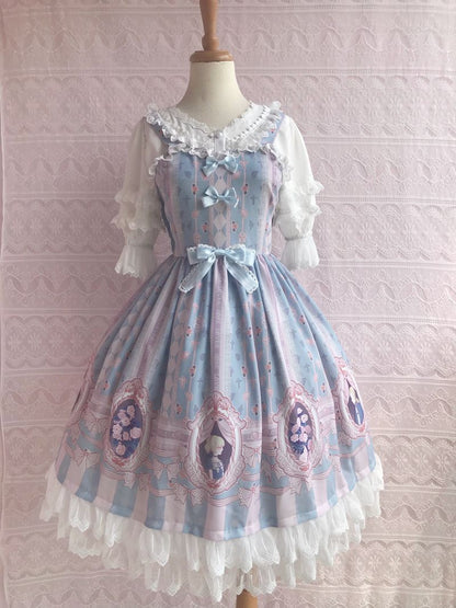 Yilia - Rose Lover Dream - Printed Bow Casual Lolita JSK