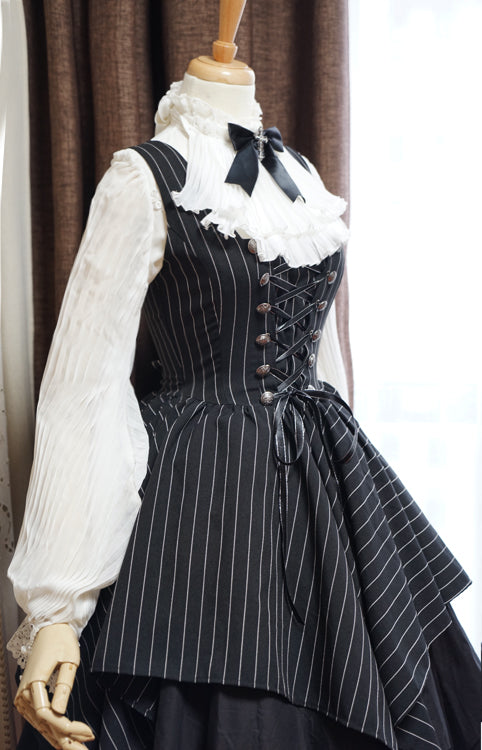 Surface Spell - Gothic Lolita Irregular Hemline Stripe JSK