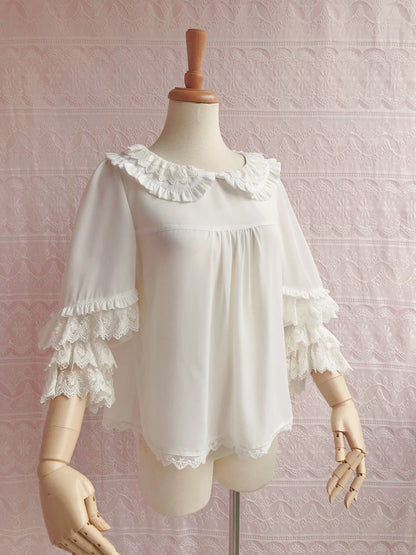 Yilia - Kawaii Lolita Nine Sleeve Chiffon Blouse