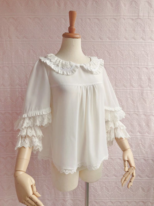 Yilia - Kawaii Lolita Nine Sleeve Chiffon Blouse