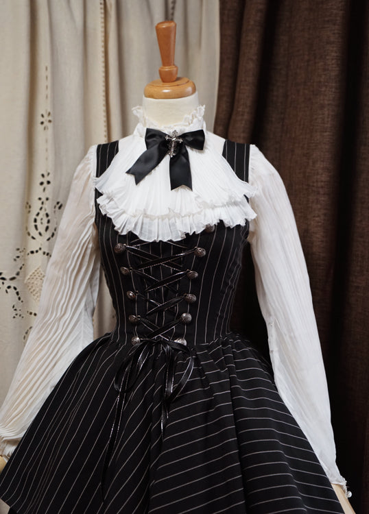 Surface Spell - Gothic Lolita Irregular Hemline Stripe JSK