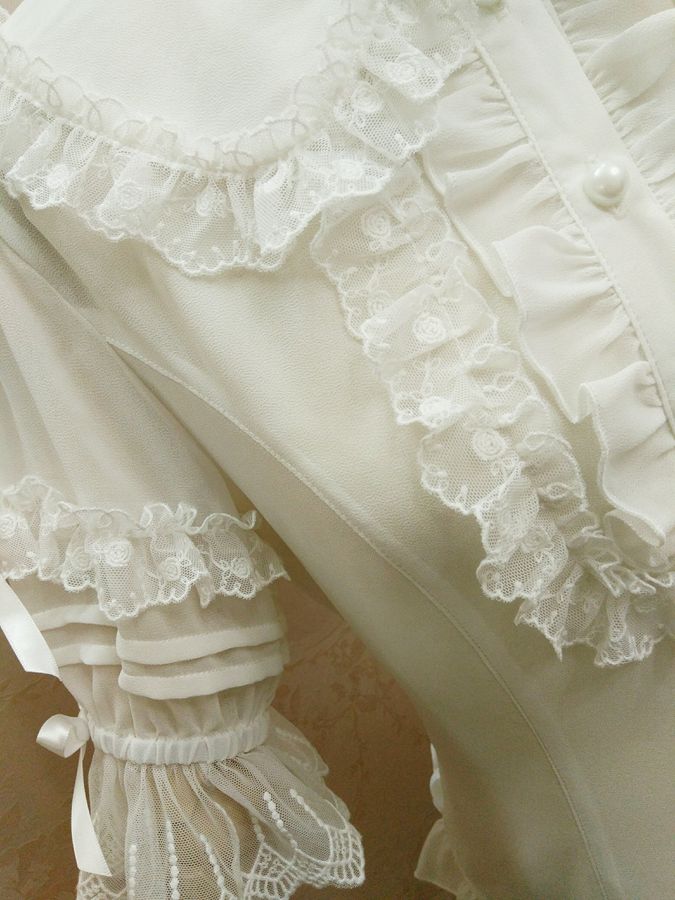 Yilia - Peter Pan Collar Slim Chiffon Lolita Blouse