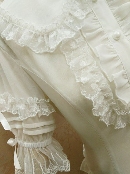 Yilia - Peter Pan Collar Slim Chiffon Lolita Blouse