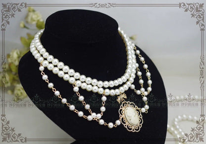 Rose of Sharon - Manor Ball II - Retro Lolita Necklace Pearl Necklace