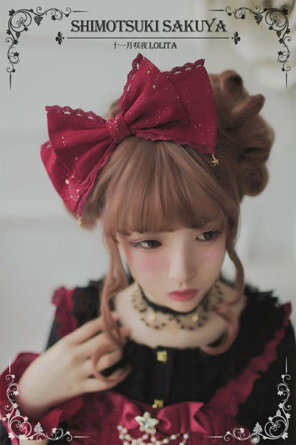 Sakuya Lolita - Whisper of Stars - Vintage Lolita Headdress Large Bow KC
