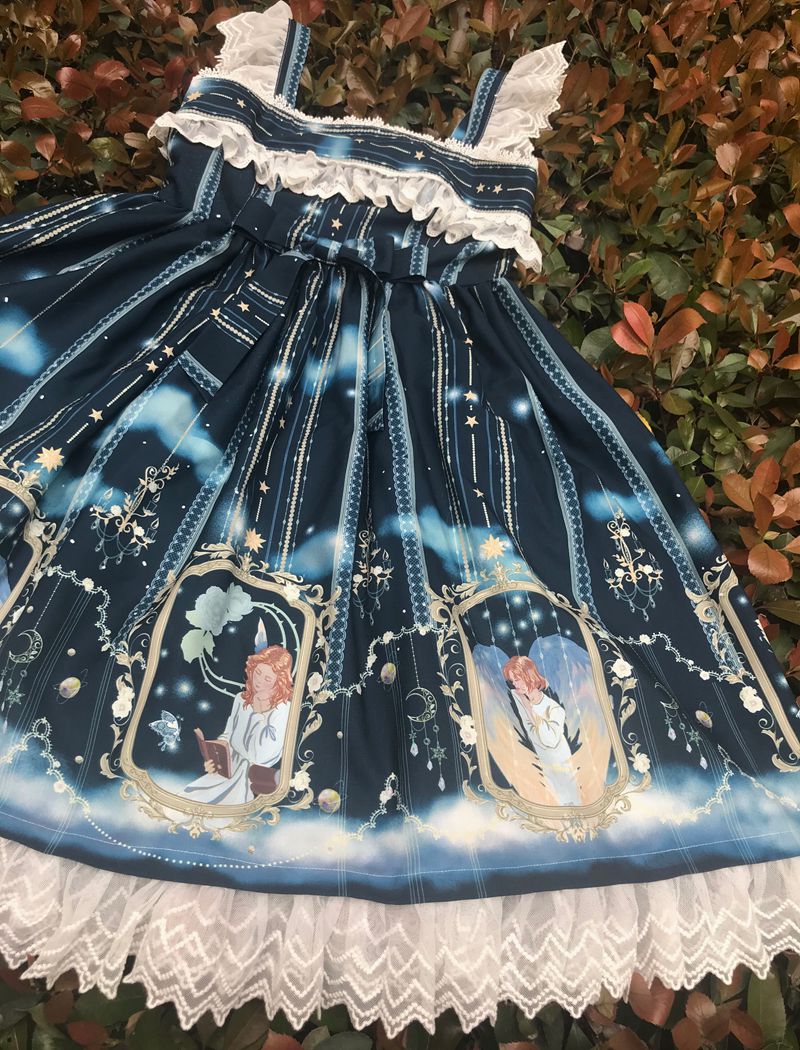 Yilia - Oriel's Blessing - Angel-themed Printed Lolita Jumper Dress