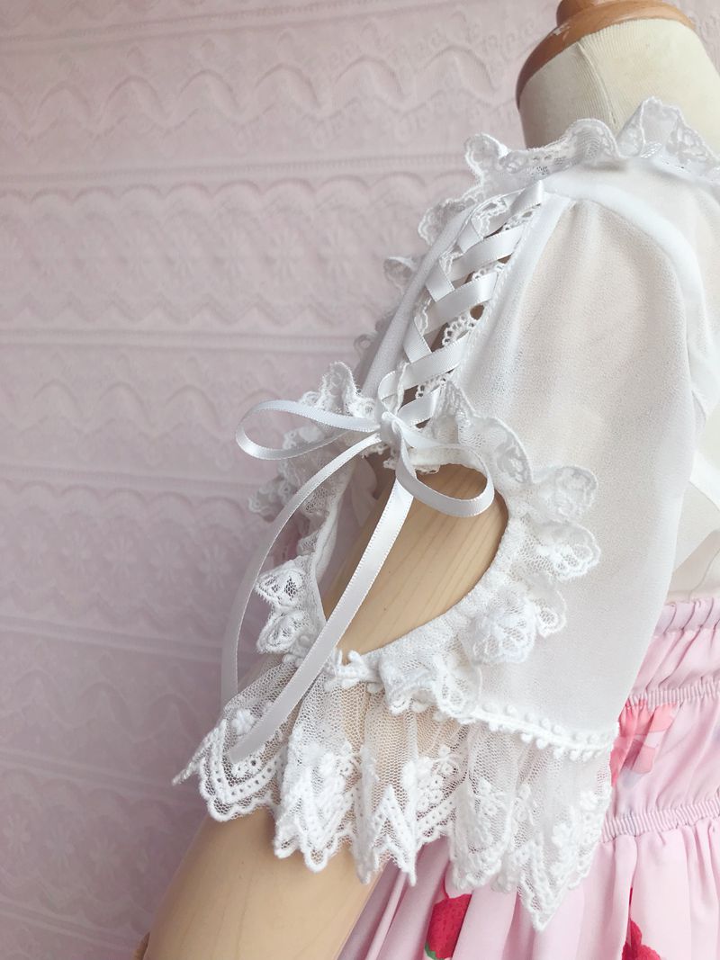 Yilia - Sweet Lolita Puff Sleeve Short Sleeve Blouse