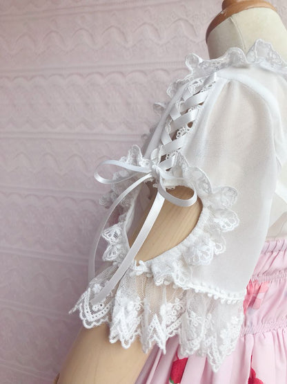 Yilia - Sweet Lolita Puff Sleeve Short Sleeve Blouse