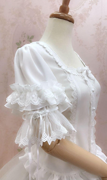YIlia - Summer Lace Short Sleeve Lolita Blouse