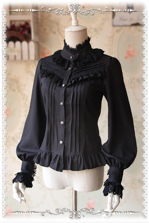 Infanta - Fragrance - Lace Ruffle Pin Tucks Classic Lolita Blouse