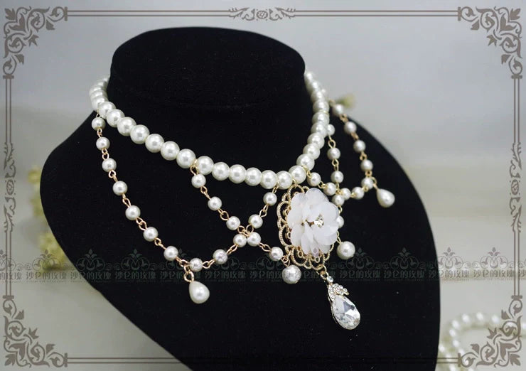 Rose of Sharon - Manor Ball II - Retro Lolita Necklace Pearl Necklace
