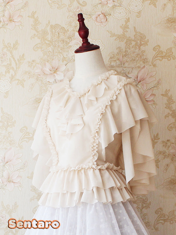 Sentaro - Butter - V Neckline Middle Sleeve Lolita Blouse