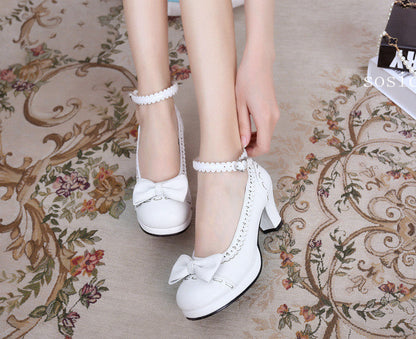 Sosic - Shattered Star Steps - Sweet Lolita Cute Students Round Toe High Thick Heel