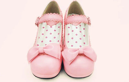 Sosic - Sweet Lolita Heel Shoes Butterfly Bow Shoes