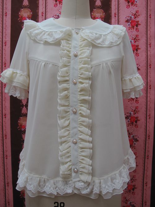 Yilia - Loose Chiffon Lace Lolita Blouse