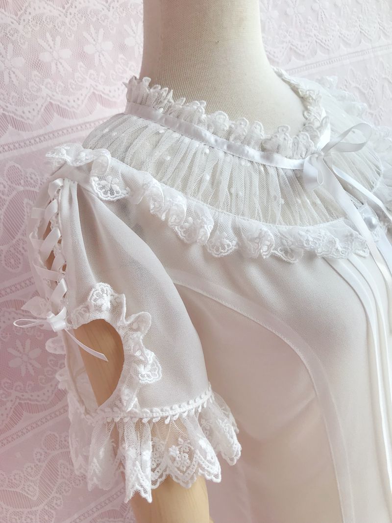 Yilia - Sweet Lolita Puff Sleeve Short Sleeve Blouse