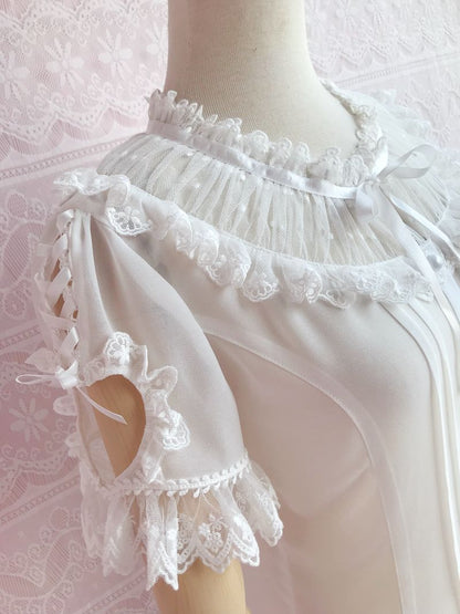 Yilia - Sweet Lolita Puff Sleeve Short Sleeve Blouse