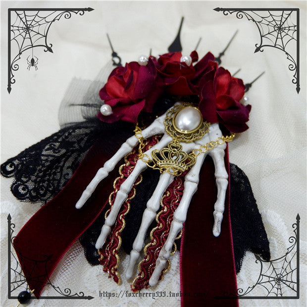 Fox Cherry-Gothic Lolita Rose Hand Bone Hairpins