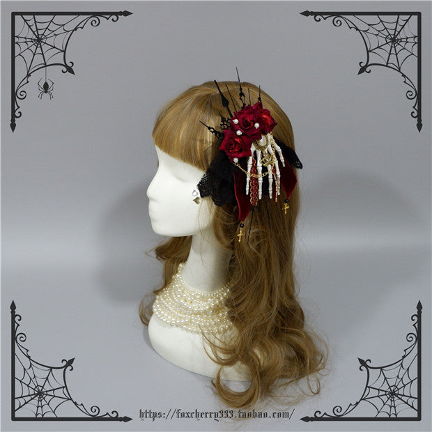 Fox Cherry-Gothic Lolita Rose Hand Bone Hairpins