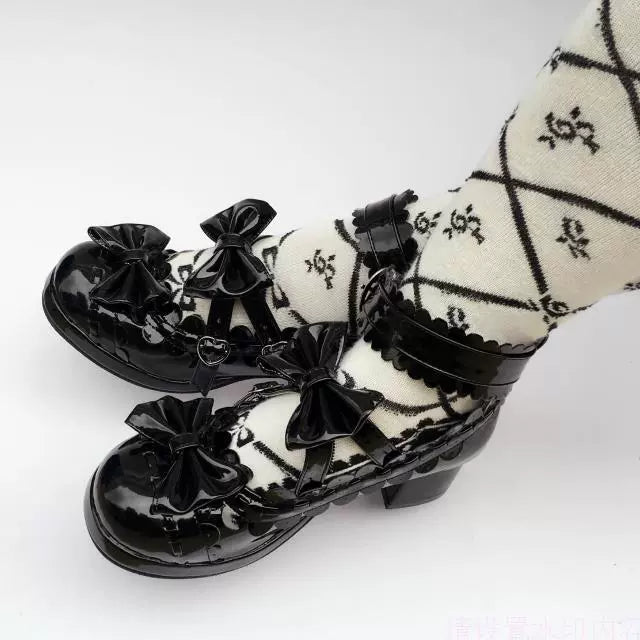 Antaina - Lolita Punk Bow Mid-Heel Multicolor Shoes