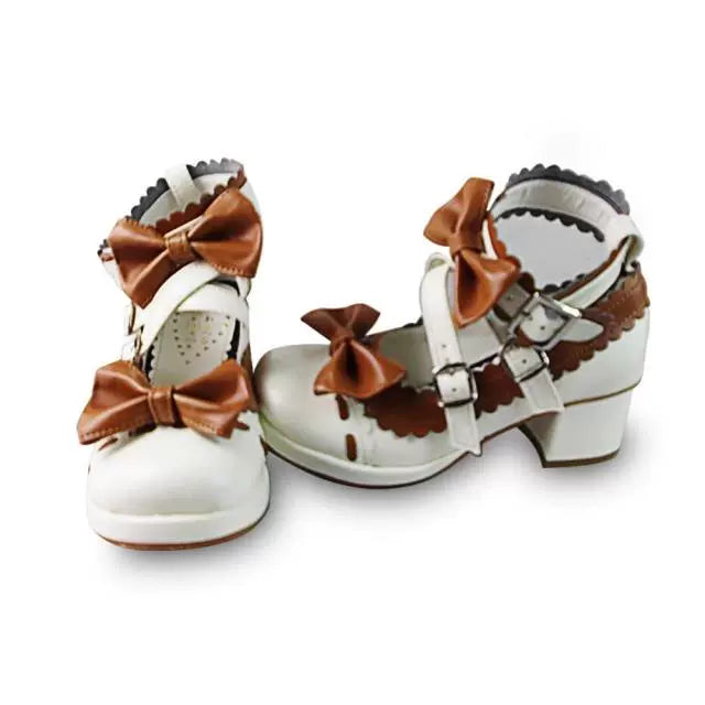 Antaina - Lolita Punk Bow Mid-Heel Multicolor Shoes