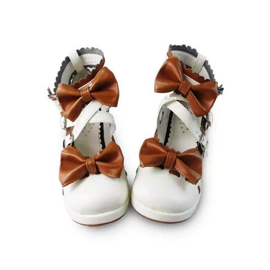 Antaina - Lolita Punk Bow Mid-Heel Multicolor Shoes