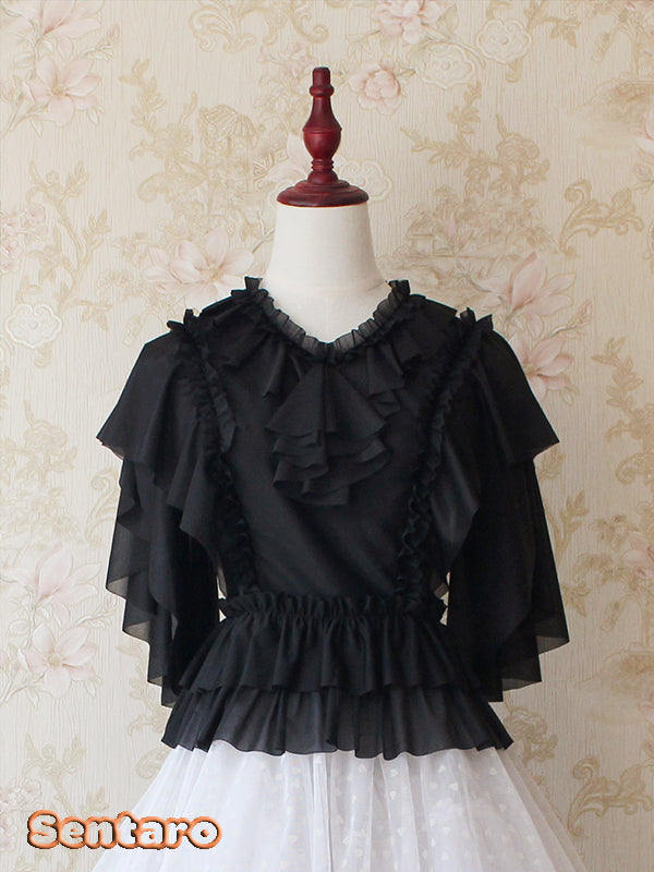 Sentaro - Butter - V Neckline Middle Sleeve Lolita Blouse