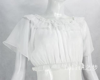 Sweet Angel - Daily Lolita Flutter Sleeve Shirt Multicolors