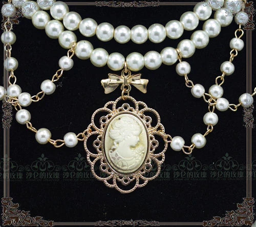 Rose of Sharon - Manor Ball II - Retro Lolita Necklace Pearl Necklace